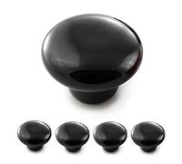 Ganzoo poignée bouton rond porcelaine céramique noir brillant, boutons pour meuble tiroir et porte de placard, armoire, commode, cuisine, relooking déco vintage shabby, 32 mm x 23 mm, lot de 4