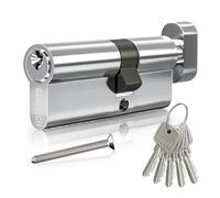 GANZTECH 30/40T(70mm) Serrure de barillet de porte en Chrome vec 5 clés standard,serrure à cylindre euro en Alliage d’aluminium,Applicable à composites et UPVC