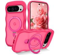 GaoBao Coque magnétique pour Google Pixel 10/Pixel 10 Pro avec anneau de support, compatible avec MagSafe, coque de protection avec cadre mignon et bouclé, translucide, mat et résistant aux chocs pour