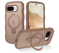 GaoBao Coque magnétique pour Google Pixel 9A avec anneau de support, compatible avec MagSafe, cadre ondulé, translucide, mat et résistant aux chocs pour Pixel 9A, titane désert