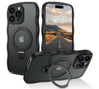 GaoBao Coque magnétique pour iPhone 14 Pro Max avec anneau de support, [compatible avec Magsafe] Coque de téléphone avec cadre ondulé bouclé, translucide, mat, en TPU résistant aux chocs pour iPhone