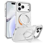 GaoBao Coque Magnétique pour iPhone 17 Pro Compatible avec MagSafe, Étui Support Invisible 360° Rotatif, Protection Renforcée Caméra et Dos Antrayures, Transparente