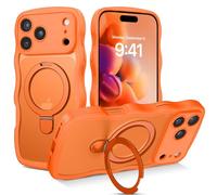 GaoBao Coque magnétique pour iPhone 17 Pro Max avec anneau de support, [compatible avec Magsafe] Coque de téléphone avec cadre ondulé bouclé, translucide, mat, en TPU résistant aux chocs pour iPhone