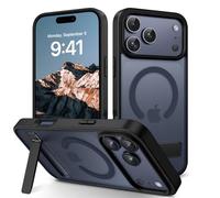 GaoBao Coque Magnétique pour iPhone 17 Pro Max avec Support Intégré et Compatible avec MagSafe, Étui Translucide Mat Arrière Protection Caméra Housse Fine Antichoc Dos Anti Rayures, Noir