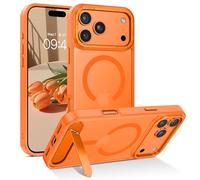 GaoBao Coque Magnétique pour iPhone 17 Pro Max avec Support Intégré et Compatible avec MagSafe, Étui Translucide Mat Arrière Protection Caméra Housse Fine Antichoc Dos Anti Rayures, Orange