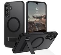 GaoBao Coque Magnétique pour Samsung Galaxy A16 6.7" avec Support Intégré et Compatible avec MagSafe, Étui Translucide Mat Arrière Protection Caméra Housse Fine Antichoc Dos Anti Rayures, Noir