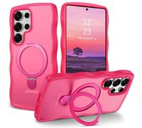 GaoBao Coque magnétique pour Samsung Galaxy S25 Ultra avec anneau de support, [compatible avec Magsafe] Coque de protection avec cadre ondulé bouclé, translucide, mat en TPU résistant aux chocs pour