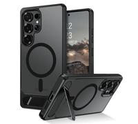 GaoBao Coque Magnétique pour Samsung Galaxy S25 Ultra avec Support Intégré et Compatible avec MagSafe, Étui Translucide Mat Arrière Protection Caméra Housse Fine Antichoc Dos Anti Rayures, Noir