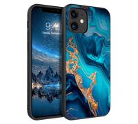 GaoBao Coque mince pour iPhone 12/12 Pro phosphorescente, dos hybride en polycarbonate rigide, coque de protection antidérapante en TPU souple, doré/marbre