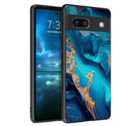 GaoBao Coque pour Google Pixel 7A, fine et phosphorescente - Dos hybride en polycarbonate rigide - Pare-chocs antidérapant - Pour homme et femme - 6,1" de 2023 - Doré/marbre