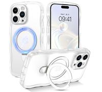 GaoBao Coque pour iPhone 15 Pro Max avec anneau de support, compatible avec Magsafe, coque de téléphone avec cadre de vague bouclée, translucide, mat, en TPU pour homme et femme, coque de protection