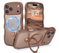 GaoBao Coque pour iPhone 17 Pro Max avec anneau de support, compatible avec Magsafe, coque de téléphone avec cadre ondulé bouclé, translucide, mat, coque de protection antichoc en TPU pour iPhone 17