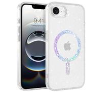 GaoBao Coque transparente à paillettes pour iPhone 16e [prend en charge le chargement sans fil] - Protection de qualité militaire fine et résistante aux chocs - Jolie coque scintillante pour iPhone