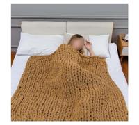 GAOBINGB Couverture en Grosse Maille Chenille, tricotée à Torsades, Faite Main, idéale pour canapé, lit et décoration intérieure. Couverture épaisse et Confortable au Crochet (Camel 100x200cm Camel)