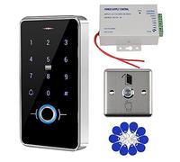 Gaocinys Kit de contrôle d'accès RFID pour porte - Clavier étanche IP68 - Clavier à empreinte digitale, alimentation 12V 3A, interrupteur de porte en métal, 10 porte-clés IC pour maison/appartement