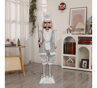 GAOCUNBING 160cm Casse-Noisette Géant en Bois, avec lumières et Musique, Bras oscillant Automatique pour Jardin, pelouse ou Porche Pendant Les fêtes de Noël E1