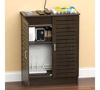 GAOCUNBING Cache-radiateur, étagère de rangement pour routeur, modem, multiprise et gestion des câbles pour chambre à coucher, salon, noyer, 60 x 80 x 25 cm
