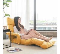 GAOCUNBING Chaise de Sol Pliable, Chaise de Méditation avec Dossier réglable, canapé avec Dossier et accoudoirs, siège inclinable pour Salon, Chambre à Coucher, Bureau Yellow