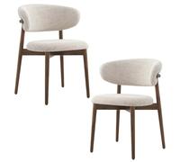 GAOCUNBING Dining Chairs, Solid Wood Dining Chairs with Linen Cushion and Curved Backrest,Upholstered Kitchen Chairs for Living Bedroom Restaurant 2 PCS