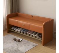 GAOCUNBING Étagère à chaussures, banc avec siège rembourré en cuir synthétique et tiroirs avec étagère à chaussures de rangement, coussinet antidérapant pour salon, chambre à coucher, orange, 100 cm