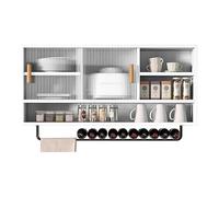 GAOCUNBING Garde-manger mural pour cuisine, salle à manger avec 2 portes et étagères réglables, garde-manger de cuisine, armoire de rangement pour boissons alcoolisées et verres blanc, 80 x 28 x 50 cm