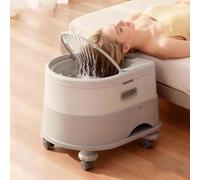 GAOCUNBING Lavabo portable pour cheveux avec pompe intégrée dissimulée et roulettes réglables, chasse cyclique à 360° pour usage domestique, bol de shampooing et tête de spa, gris