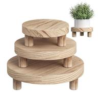 GAOCUNBING Lot de 3 Supports pour Plantes en Bois, 10/8/6 Pouces, Support pour Plantes en Pot, Support en Bois, Plateau à Plusieurs Niveaux, Tabouret de présentation pour Plantes, Support pour Pot de