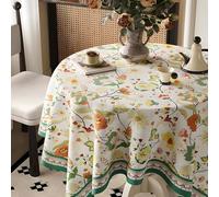 GAOCUNBING Nappe à Fleurs printanières, Nappe en Toile Vintage, Nappe de Table française, Nappe de Chevet Lavable en Velours à Volants pour Table Ronde/carrée L,170X170cm