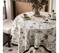 GAOCUNBING Nappe à Fleurs printanières, Nappe en Toile Vintage, Nappe de Table française, Nappe de Chevet Lavable en Velours à Volants pour Table Ronde/carrée D,180X180cm