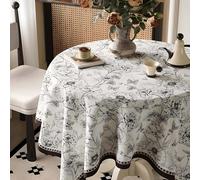 GAOCUNBING Nappe à Fleurs printanières, Nappe en Toile Vintage, Nappe de Table française, Nappe de Chevet Lavable en Velours à Volants pour Table Ronde/carrée E,170X170cm