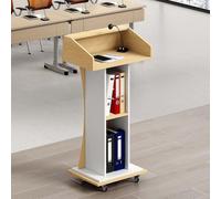 GAOCUNBING Podium mobile en bois avec roulettes - Podium de conférence portable avec microphone - Chaire en bois pour églises, séminaires et écoles - Bois