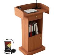 GAOCUNBING Podium, pupitre avec microphone, bureau debout pour réception, conférence, auditorium, séminaire, conférence (microphone inclus) - Orange