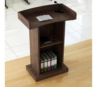 GAOCUNBING Podium, pupitre avec microphone, bureau debout pour réception, conférence, auditorium, séminaire, conférence (microphone inclus) Marron A