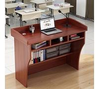 GAOCUNBING Pupitre de réunion sur pied, bureau moderne avec trou de rangement réservé pour les câbles, pupitre en bois avec microphone pour églises, séminaires et écoles, marron, 90 cm