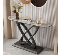GAOCUNBING Table console moderne avec base en métal, table d'entrée en imitation marbre, table de couloir moderne étroite avec pieds géométriques en métal pour salon, couloir, entrée B, 100 cm