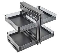 GAOCUNBING Tiroirs de rangement de cuisine à 2 niveaux, organisateur coulissant pour armoire d'angle aveugle, organisateur coulissant pour armoire de cuisine robuste à 4 étagères 900