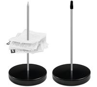 gaoduanluoluo 2 Pièces Porte Mémo pour Factures, Pique-Note en Métal, Facture Aiguille avec Rond Support Base, Pique-Fiches Porte Mémo pour Restaurant Cuisine Bureau Hôtel (Noir)
