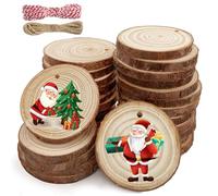 gaoduanluoluo 30 Pcs Rondin de Bois 5-6cm de Diametre Avec Trou | Dessous de Verre Naturel Rond Bois, pour Decoration Noel Bois, Marque Place Mariage, pour Arts et Travaux Manuels de Noël