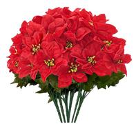 gaoduanluoluo 6 Pièces Poinsetttia Simulés Décorations | Fleurs Artificielles de Noël Simulate, Bouquets Fleurs Ornements de Noël (rouge)