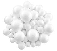 gaoduanluoluo 72 Pcs Boules de Mousse Blanche Boules en 5 Tailles, Boule en Polystyrène pour Les Décorations de Fête de Noël Artisanat de l'art Bricolage Mariage Projets Scolaires Décor (Blanc)