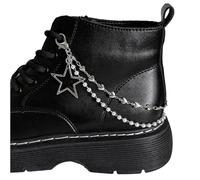 GAOFESA Chaîne de chaussures en toile double couche punk étoile / cœur perles boucles de chaussures bijoux tendance accessoires chaîne de chaussure étoile cinq pointes, Love Silver Pearl 2, Large