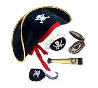 GAOFESA Kit de costume pour enfants avec chapeau et bandeau pour les yeux - Motif tête de mort de pirate - Accessoires élégants pour jeux de rôle - Accessoires de jeu de rôle pour Halloween