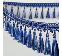 GAOGaoxin 1 Meter Polyester Tassel Fringe Trim - Elegant Beaded Decorative Trimming for DIY Crafts, Curtains, Sofa, and Table Decor(Dark Blue)