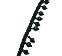 GAOGaoxin 1 Yard Pearl Beaded Fringe Trim - Braided Tassel Lace Ribbon(Black)