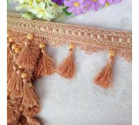 GAOGaoxin 12 Yards Beaded Tassel Fringe Trim - Durable Polyester Curtain Braid for DIY Crafts, Clothing, and Home Decoration(Oranje)