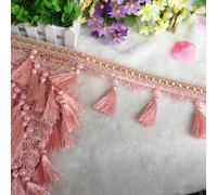 GAOGaoxin 12 Yards Beaded Tassel Fringe Trim - Durable Polyester Curtain Braid for DIY Crafts, Clothing, and Home Decoration(Light Pink)