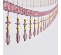 GAOGaoxin 12 Yards Crystal Beaded Fringe Trim - Elegant Polyester Tassel Lace for Tablecloths, Piano Covers, and Craft Projects(Purple)