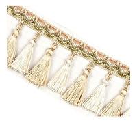 GAOGaoxin 2 Meters Decorative Tassel Fringe Trim - Durable Polyester Lace for Curtains, Sofas, and Home Decor(Beige)