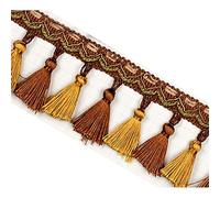 GAOGaoxin 2 Meters Decorative Tassel Fringe Trim - Durable Polyester Lace for Curtains, Sofas, and Home Decor(Light Brown)
