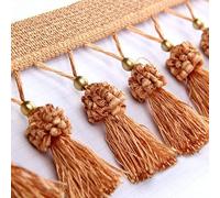GAOGaoxin 5 Meters Polyester Tassel Fringe Trim - Durable Curtain Edging Ribbon for DIY Crafts, Tablecloths, and Garments(Light Orange)